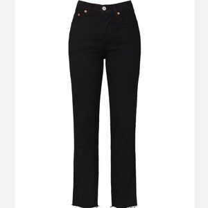 Re/Done Jet Black Stove Pipe High Rise Jeans